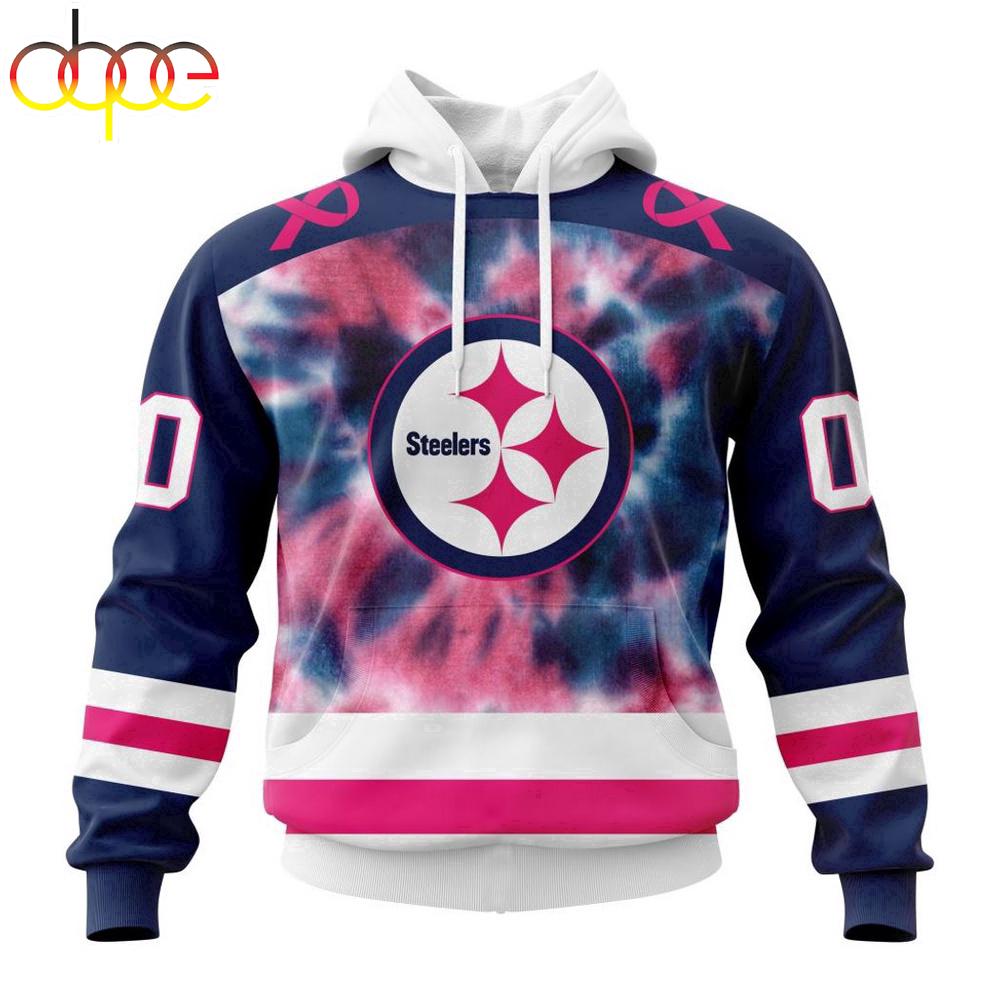 Custom Name And Number NFL Pittsburgh Steelers Pink Fight Breast Cancer Hoodie