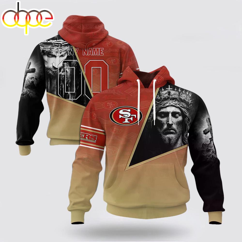 Custom Name And Number NFL San Francisco 49ers God's Blessing All Over Print Hoodie Shirt