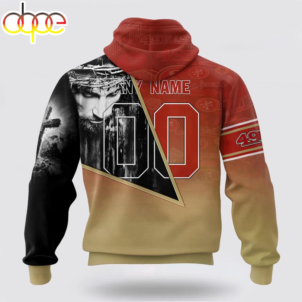 Custom Name And Number NFL San Francisco 49ers God's Blessing All Over Print Hoodie Shirt