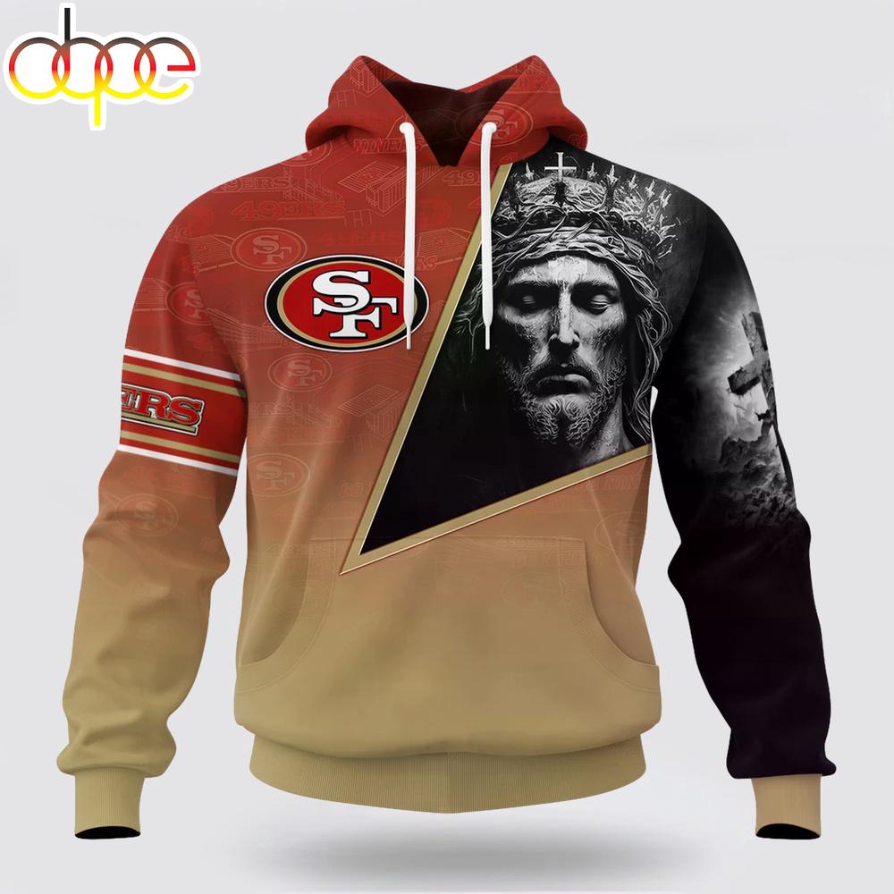 Custom Name And Number NFL San Francisco 49ers God's Blessing All Over Print Hoodie Shirt