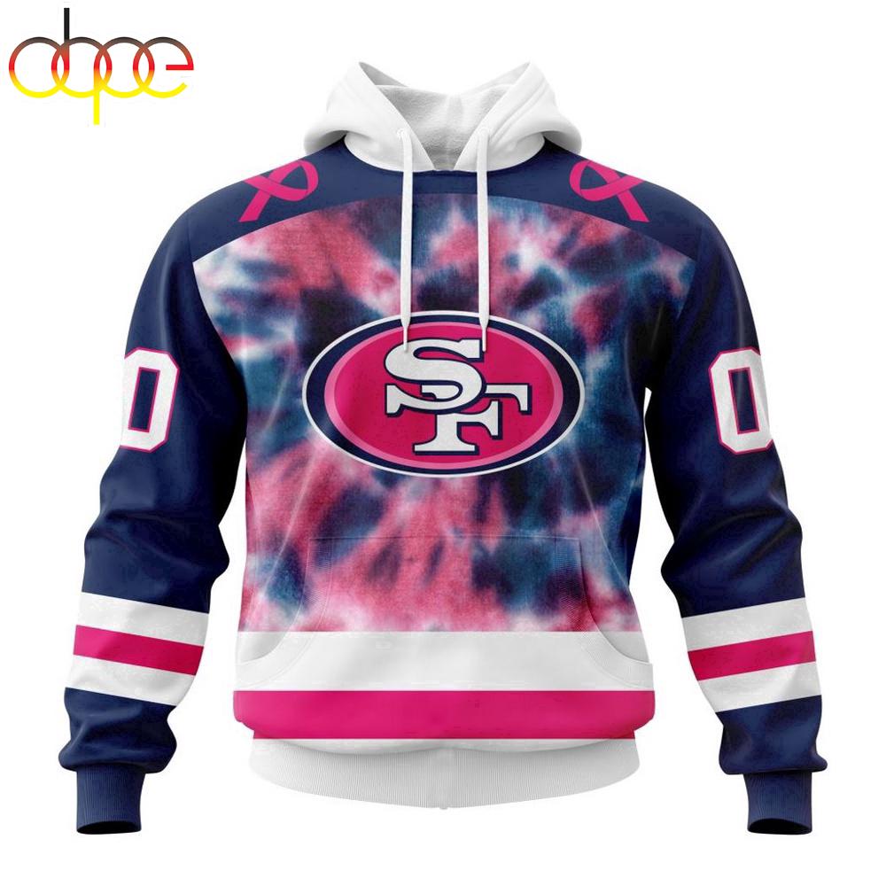 Custom Name And Number NFL San Francisco 49ers Pink Fight Breast Cancer Hoodie