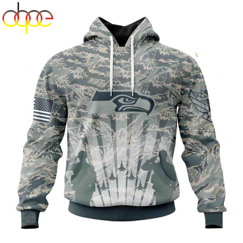 Custom Name And Number NFL Seattle Seahawks Honor US Air Force Veterans 3D Hoodie Shirt