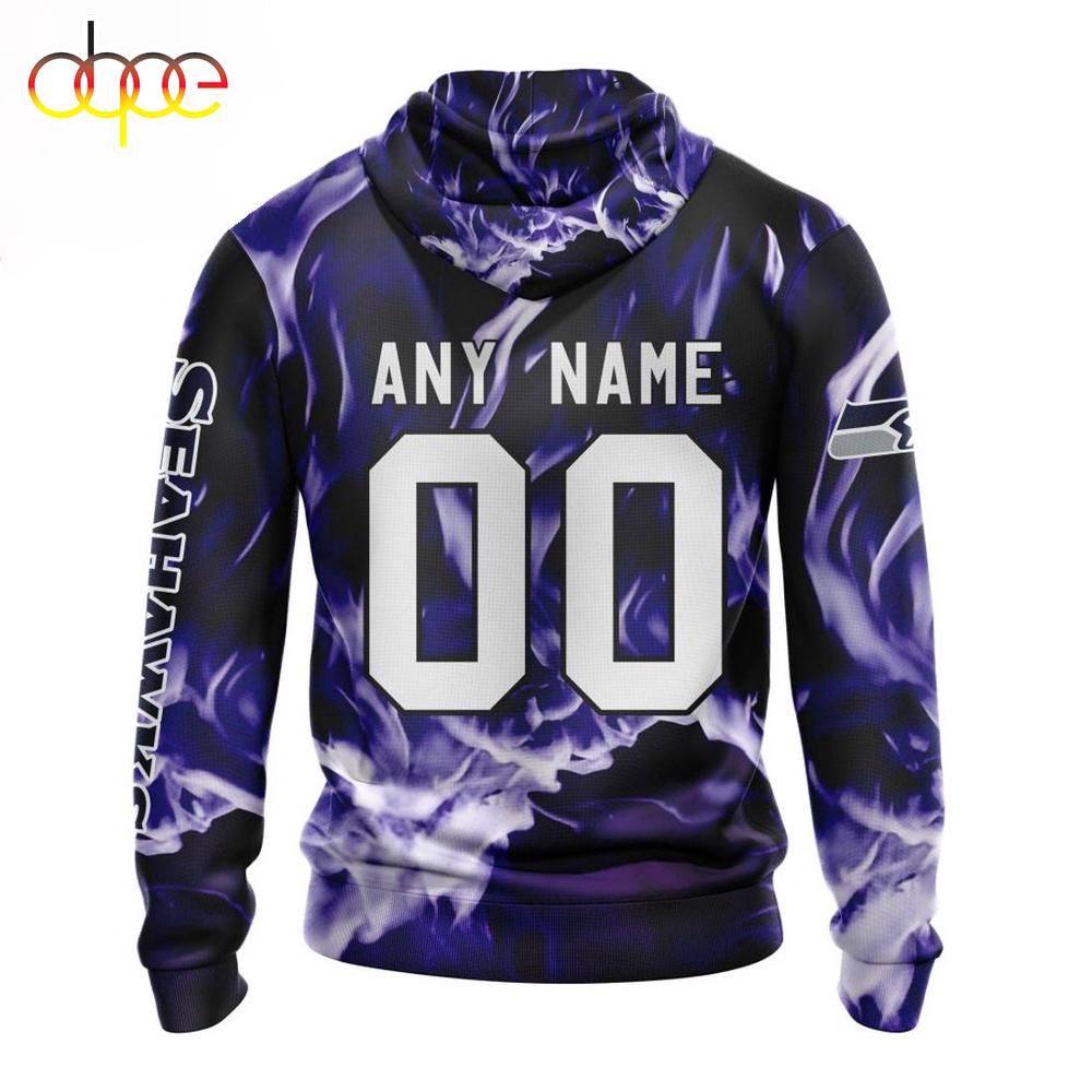 Custom Name And Number NFL Seattle Seahawks Skull Happy Halloween 3D Hoodie Shirt