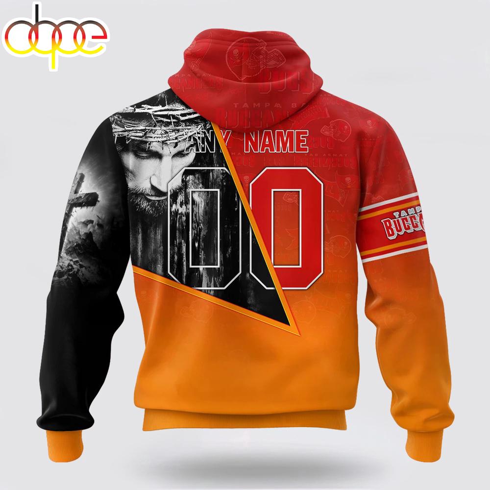 Custom Name And Number NFL Tampa Bay Buccaneers God's Blessing All Over Print Hoodie Shirt