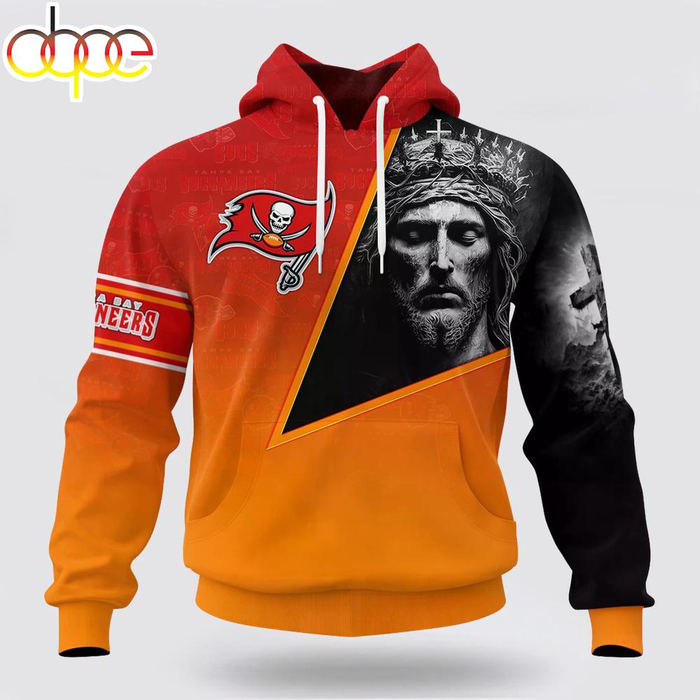 Custom Name And Number NFL Tampa Bay Buccaneers God's Blessing All Over Print Hoodie Shirt