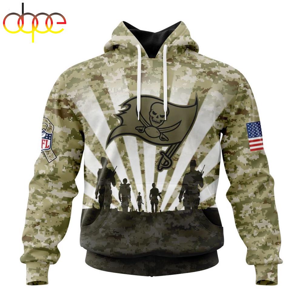 Custom Name And Number NFL Tampa Bay Buccaneers Salute To Service Honor Veterans Hoodie
