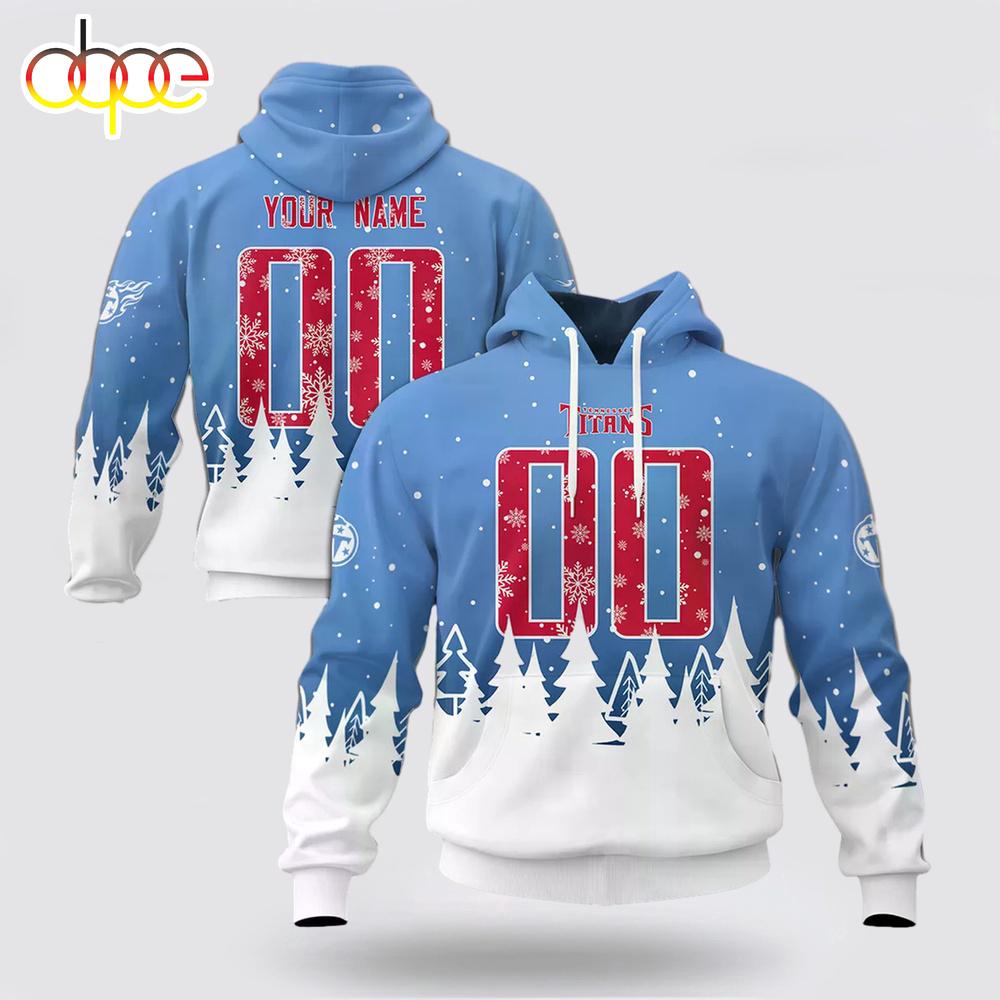 Custom Name And Number NFL Tennessee Titans Christmas Spirit All Over Print Hoodie Shirt