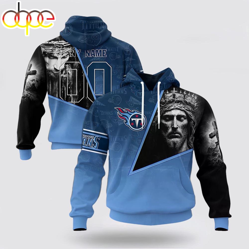 Custom Name And Number NFL Tennessee Titans God's Blessing All Over Print Hoodie Shirt