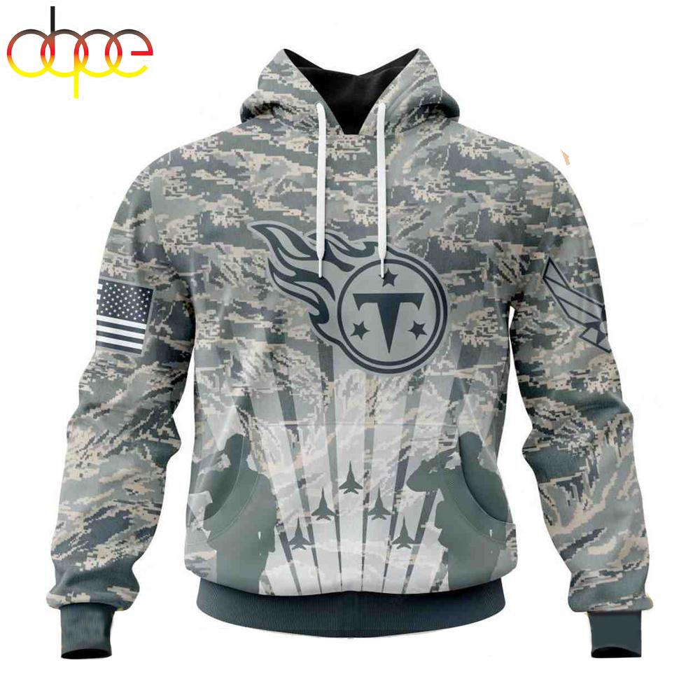Custom Name And Number NFL Tennessee Titans Honor US Air Force Veterans 3D Hoodie Shirt