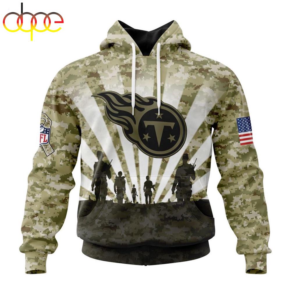 Custom Name And Number NFL Tennessee Titans Salute To Service Honor Veterans Hoodie