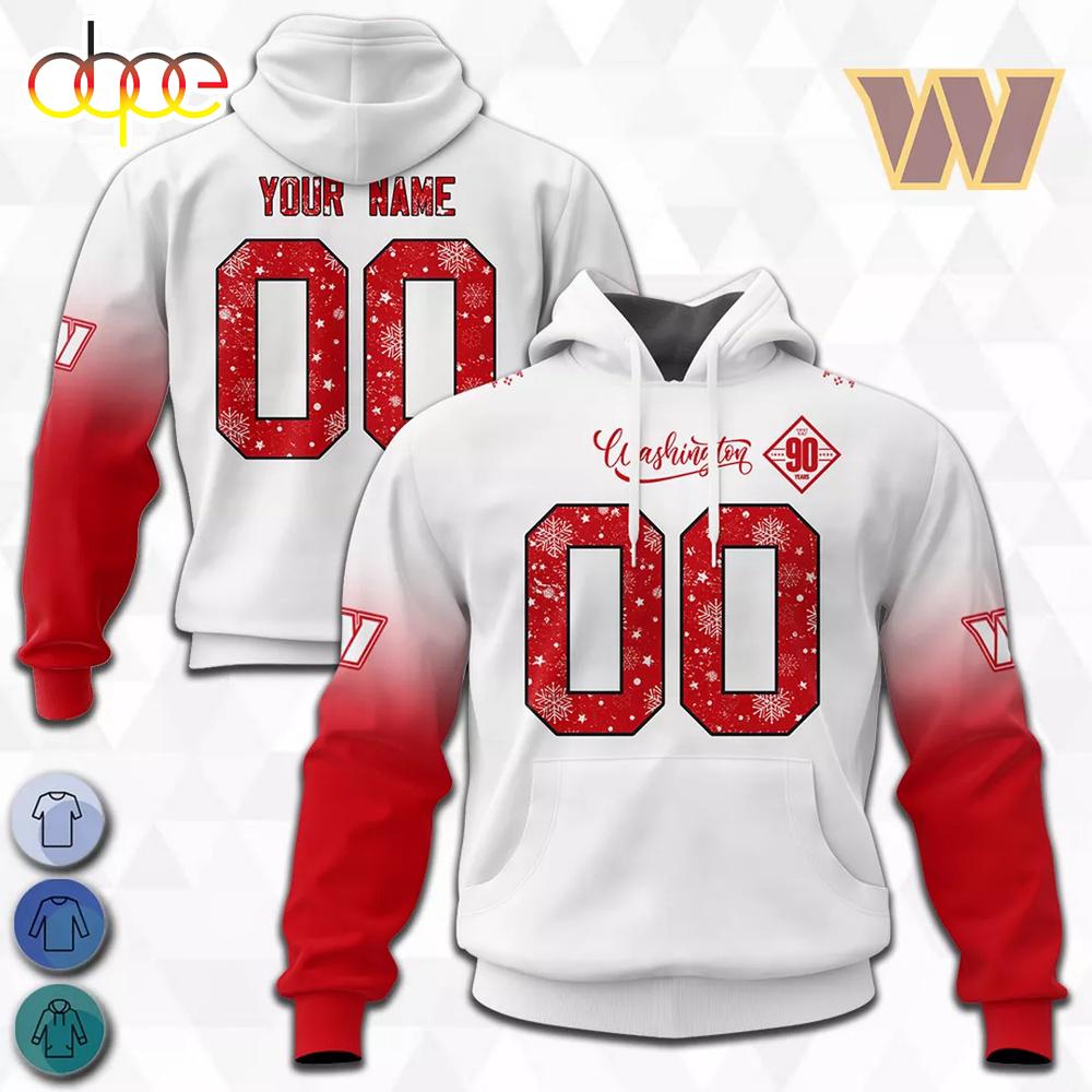Custom Name And Number NFL Washington Commanders Christmas Spirit All Over Print Hoodie Shirt