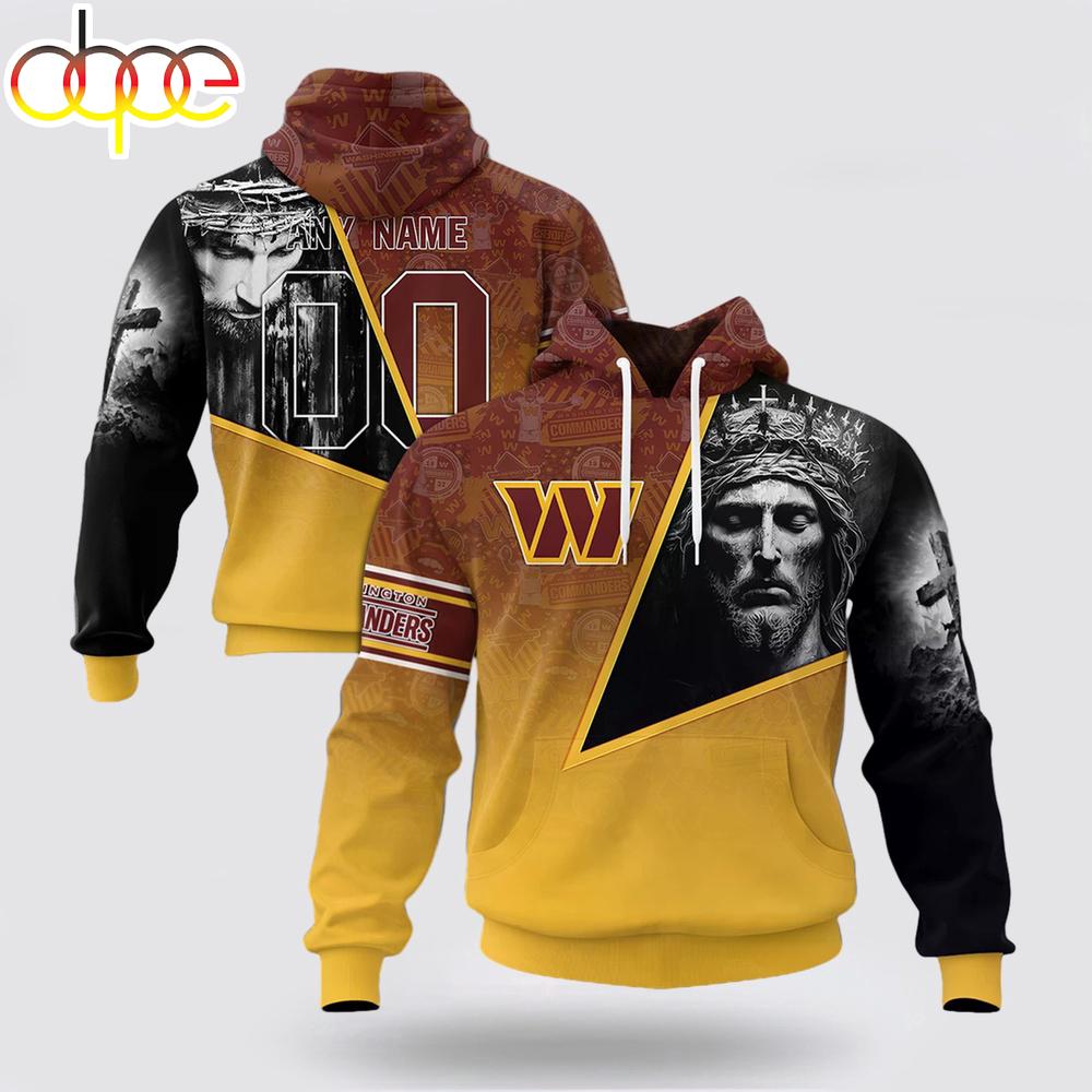 Custom Name And Number NFL Washington Commanders God's Blessing All Over Print Hoodie Shirt