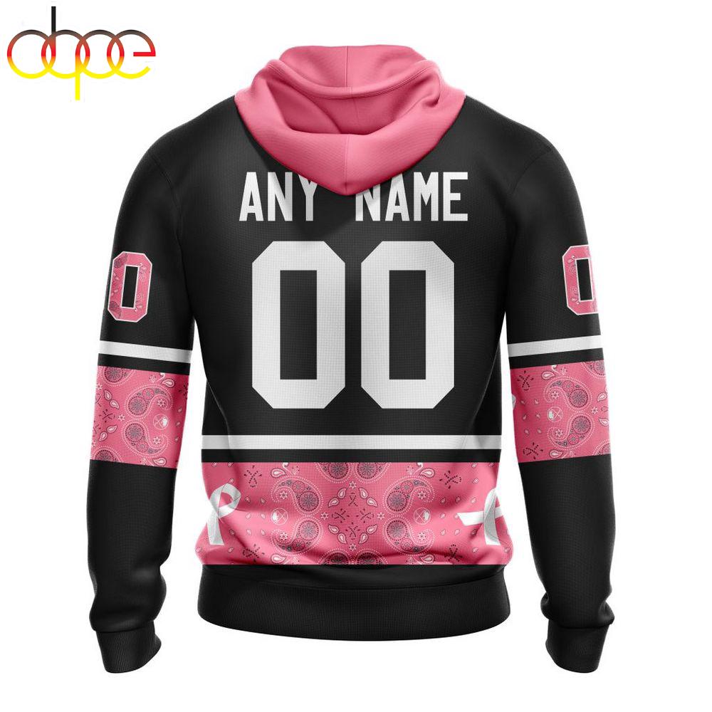 Custom Name And Number NHL Buffalo Sabres Breast Cancer All Over Print Hoodie