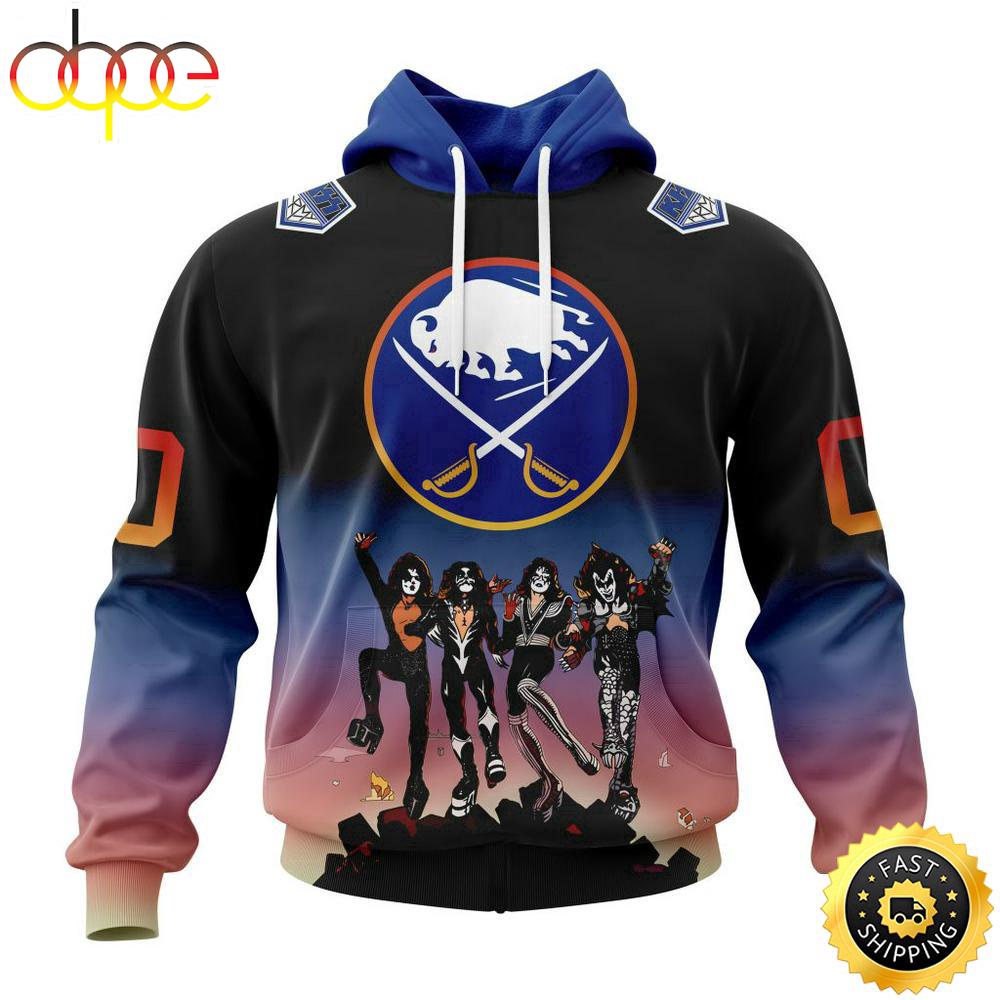 Custom Name And Number NHL Buffalo Sabres X KISS Band All Over Print Hoodie Shirt
