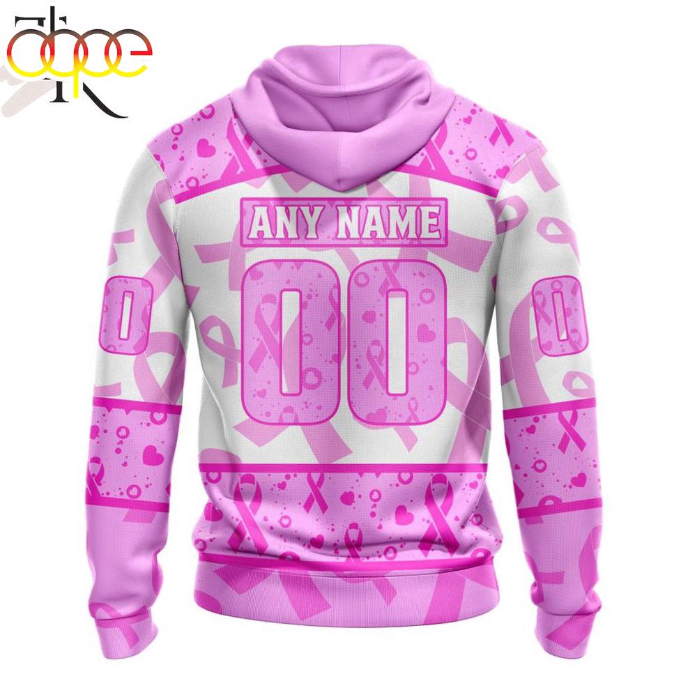 Custom Name And Number NHL Carolina Hurricanes Pink October Breast Cancer Awareness 3D Hoodie