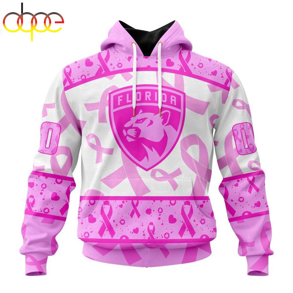 Custom Name And Number NHL Florida Panthers Pink October Breast Cancer Awareness 3D Hoodie