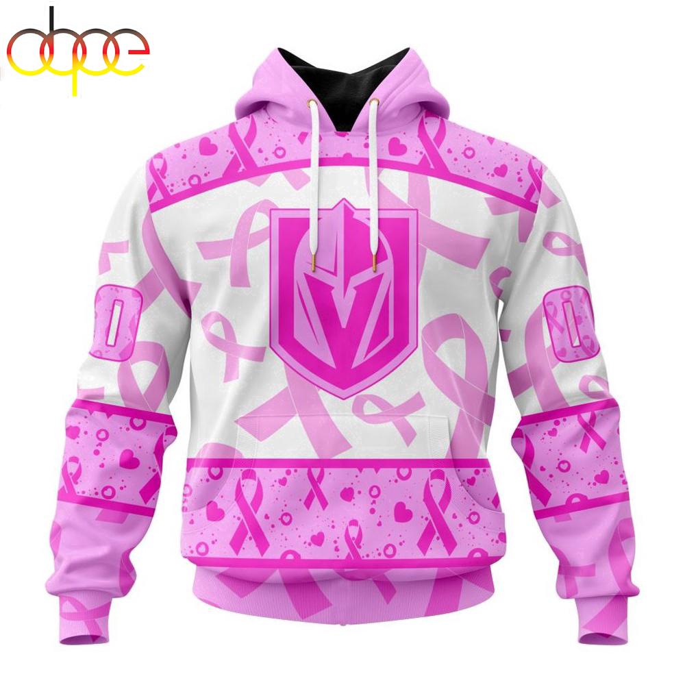 Custom Name And Number NHL Vegas Golden Knights Pink October Breast Cancer Awareness 3D Hoodie