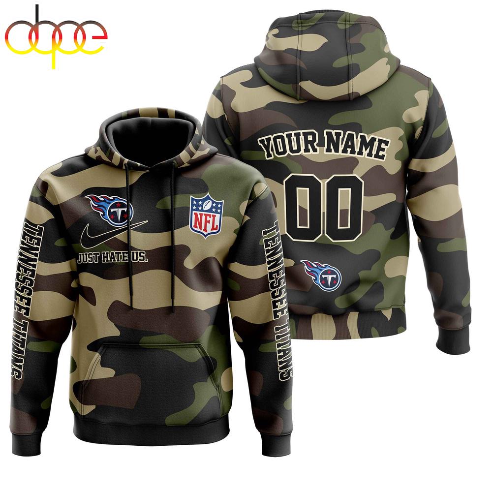 Custom Name And Number Tennessee Titans Camo Style Veteran Day All Over Print Hoodie Shirt