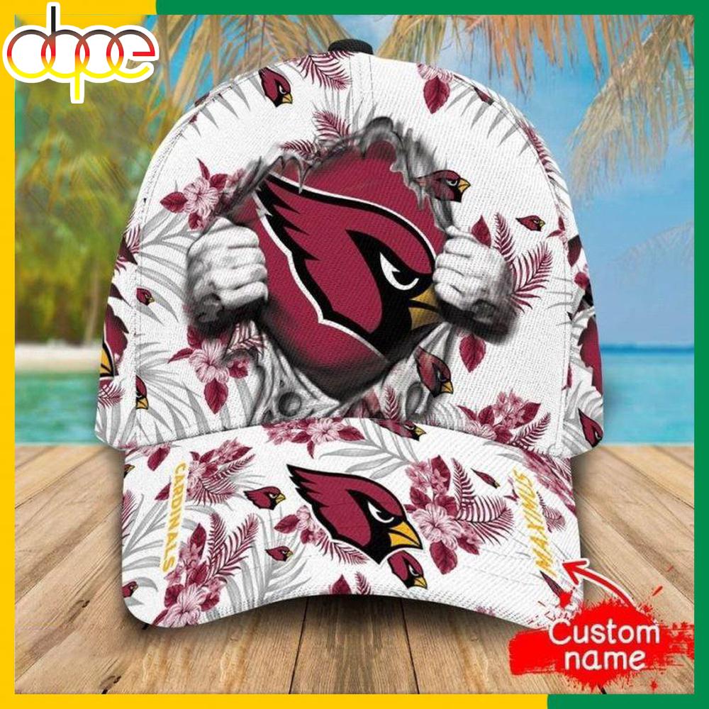 Custom Name Arizona Cardinals NFL Hawaiian Pattern Classic Baseball Cap