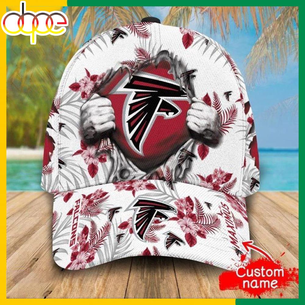 Custom Name Atlanta Falcons NFL Hawaiian Pattern Classic Baseball Cap