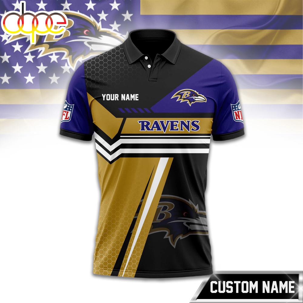 Custom Name Baltimore Ravens NFL Inspired 3D Polo Shirt