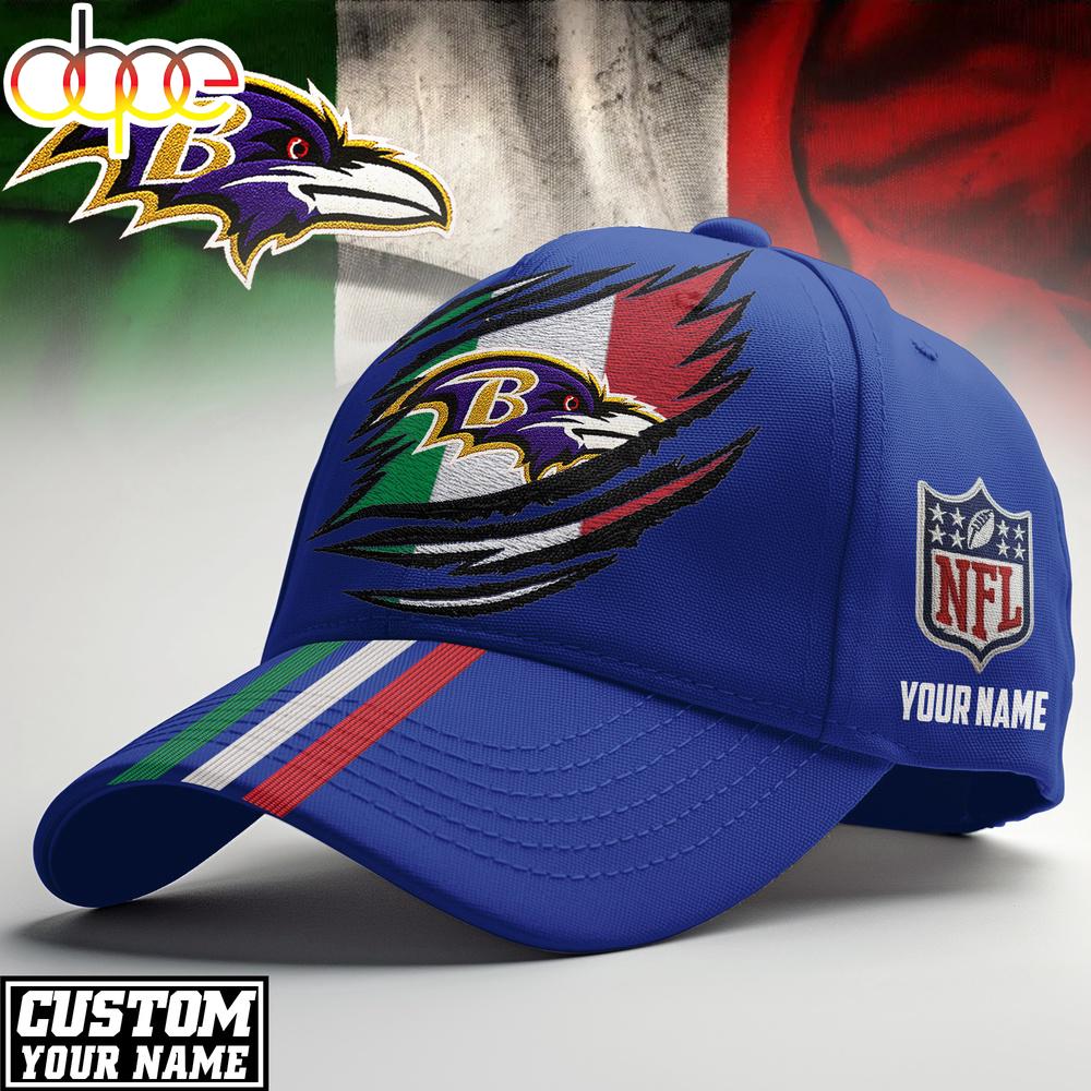 Custom Name Baltimore Ravens NFL Italy Classic Cap