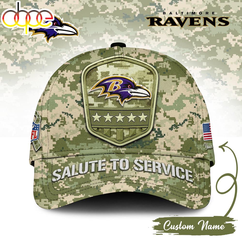Custom Name Baltimore Ravens NFL Salute To Service Baseball Cap