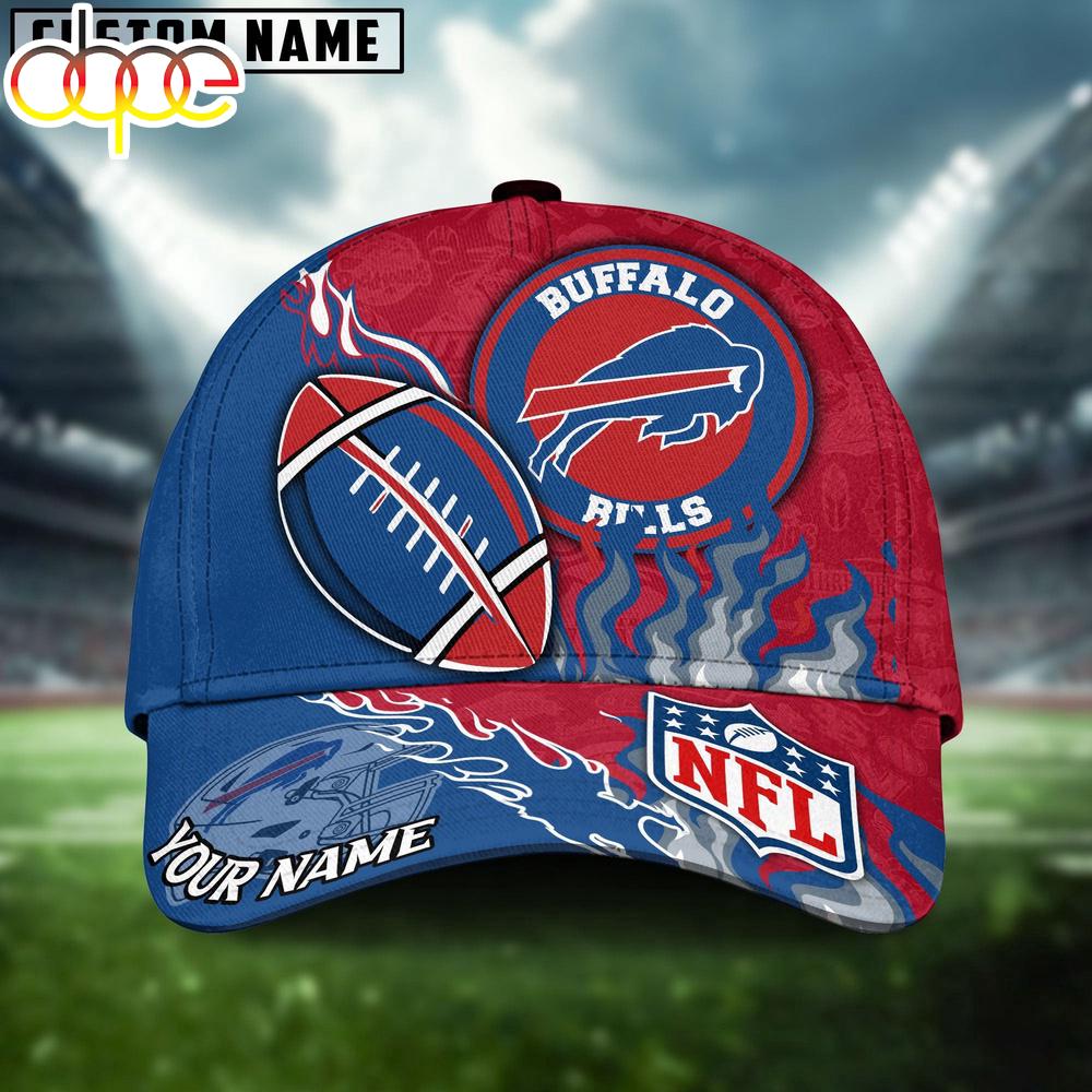 Custom Name Buffalo Bills NFL Dark Flame Classic Baseball Cap
