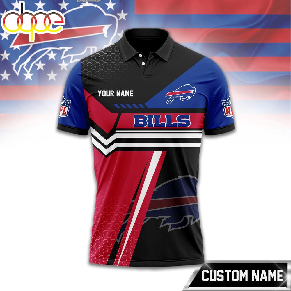 Custom Name Buffalo Bills NFL Inspired 3D Polo Shirt