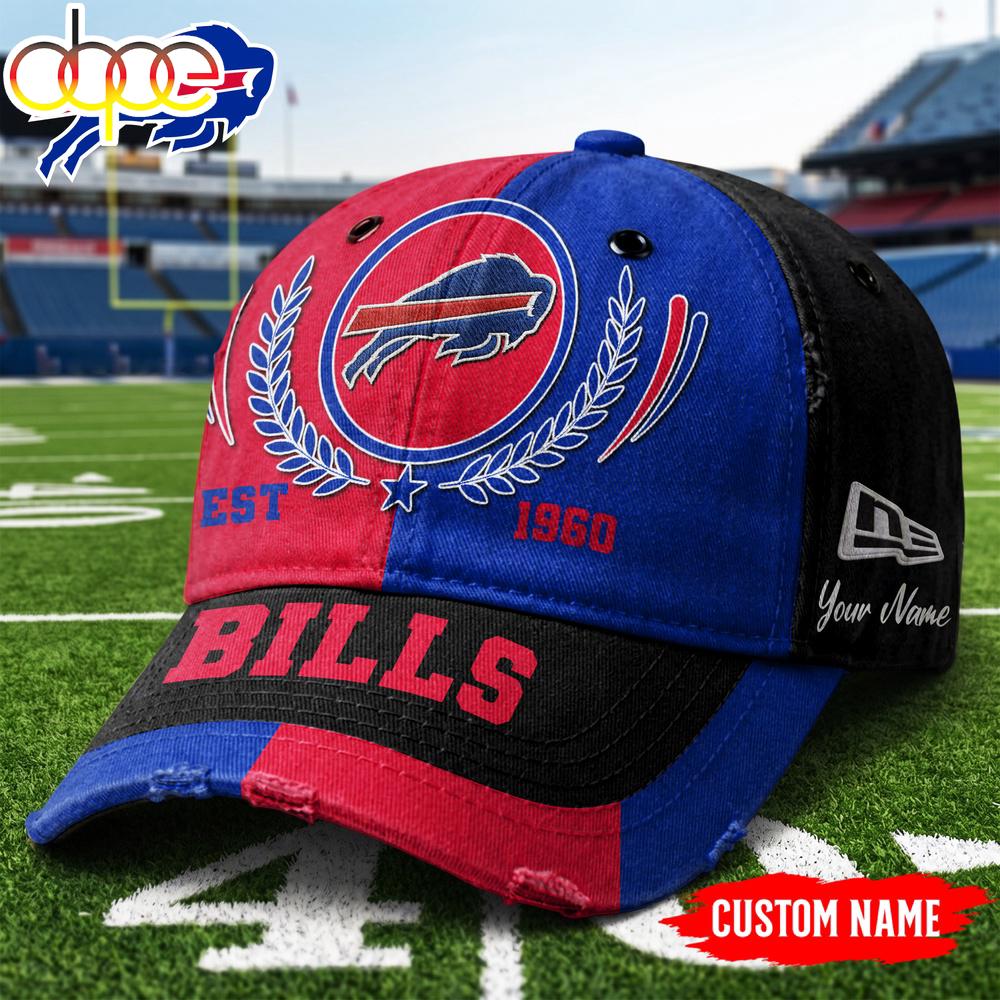Custom Name Buffalo Bills NFL Split Color New Era Baseball Cap