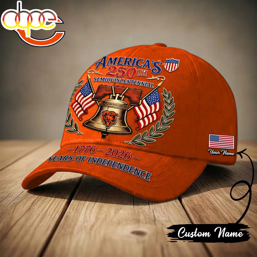 Custom Name Chicago Bears NFL 1776-2026 Years Of Independence Classic Cap