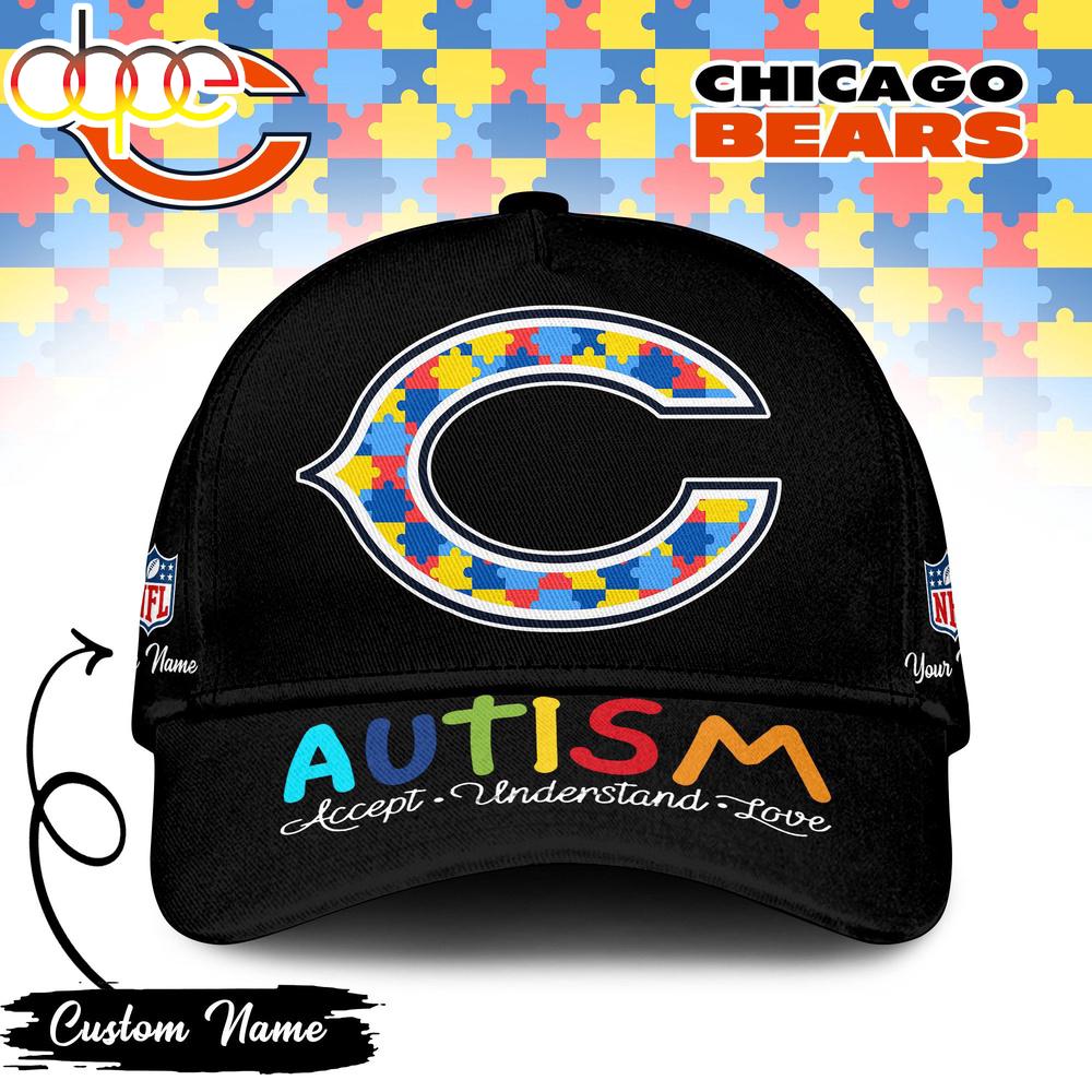 Custom Name Chicago Bears NFL Autism Classic Baseball Cap