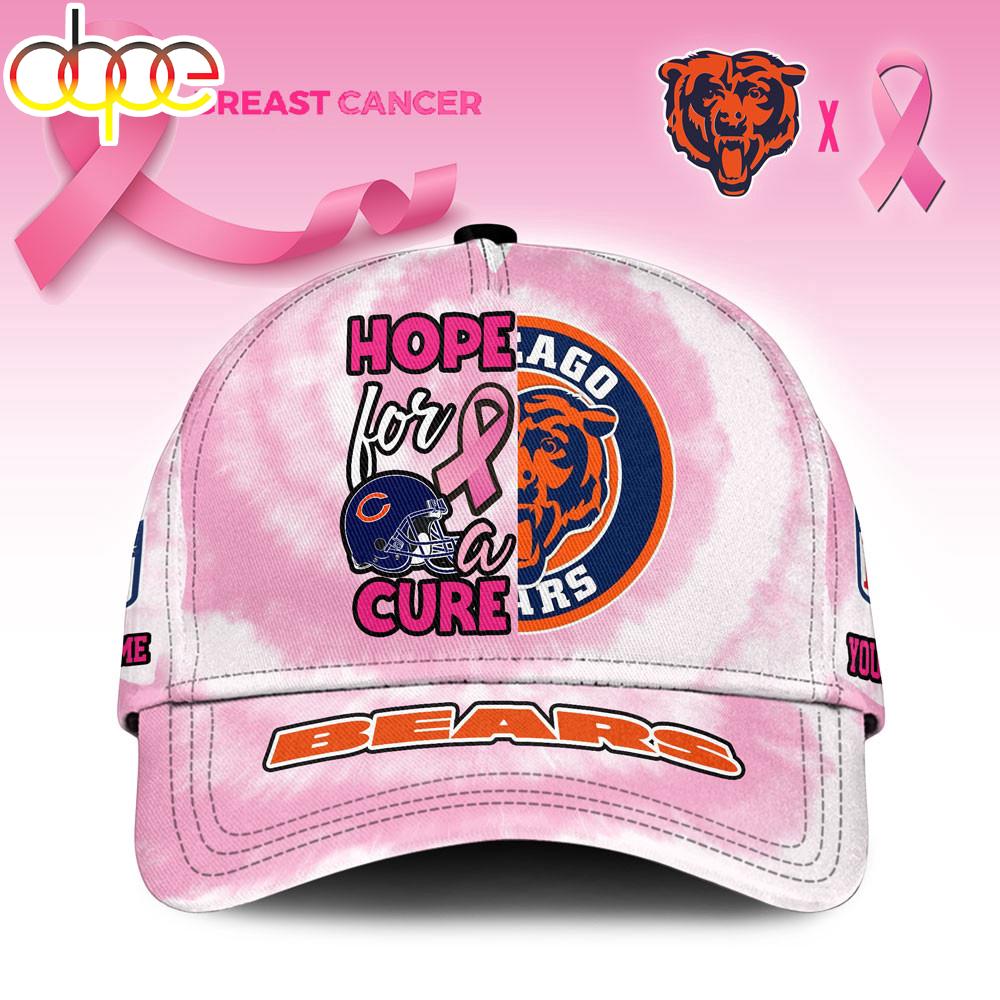 Custom Name Chicago Bears NFL Breast Cancer Awareness Baseball Cap
