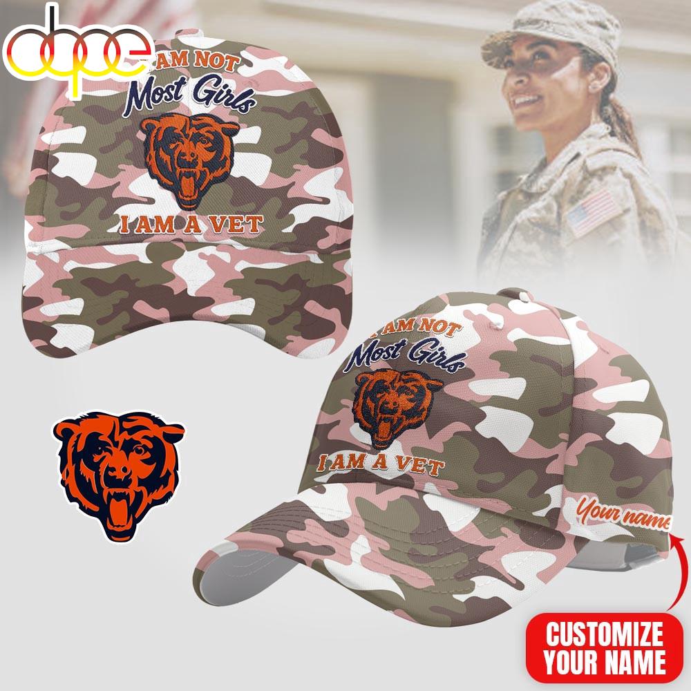 Custom Name Chicago Bears NFL Camo Veterans Classic Cap