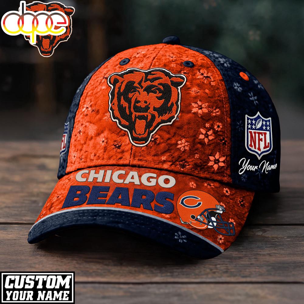 Custom Name Chicago Bears NFL Flower Classic Cap
