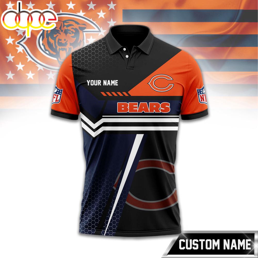Custom Name Chicago Bears NFL Inspired 3D Polo Shirt