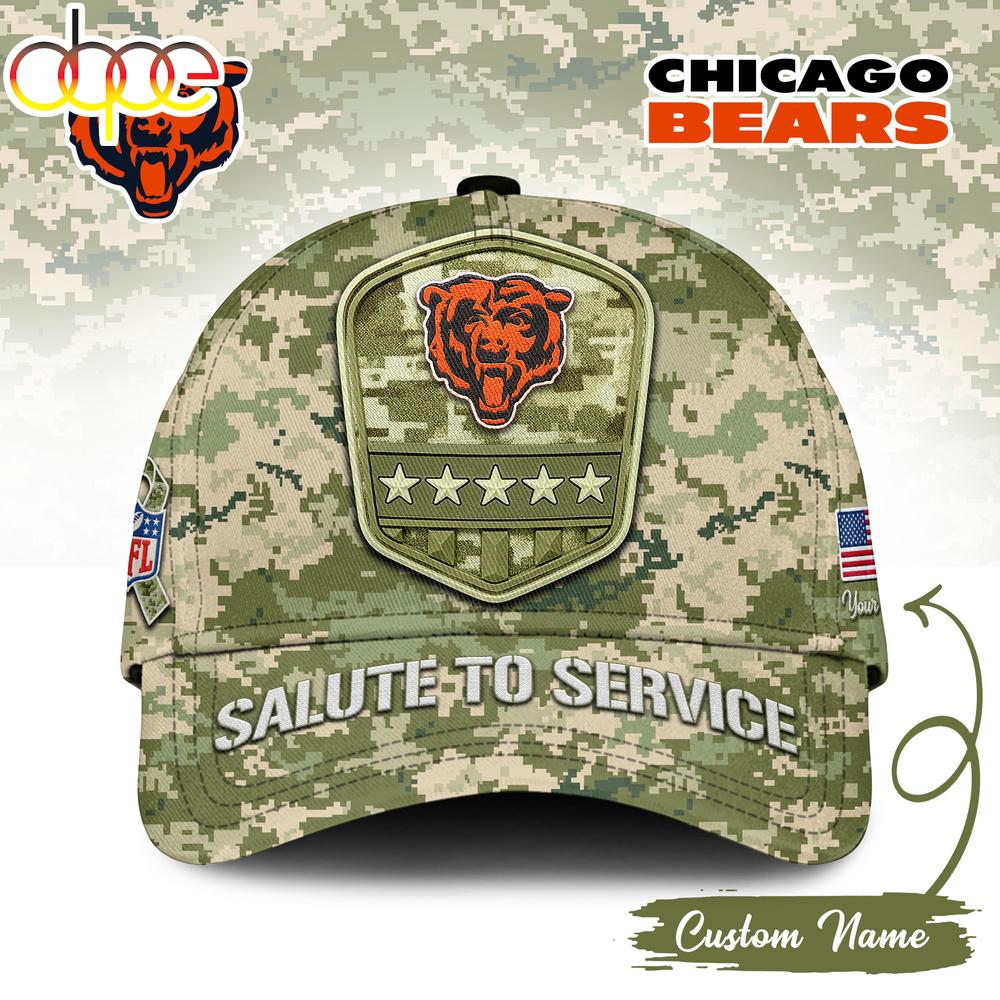 Custom Name Chicago Bears NFL Salute To Service Baseball Cap