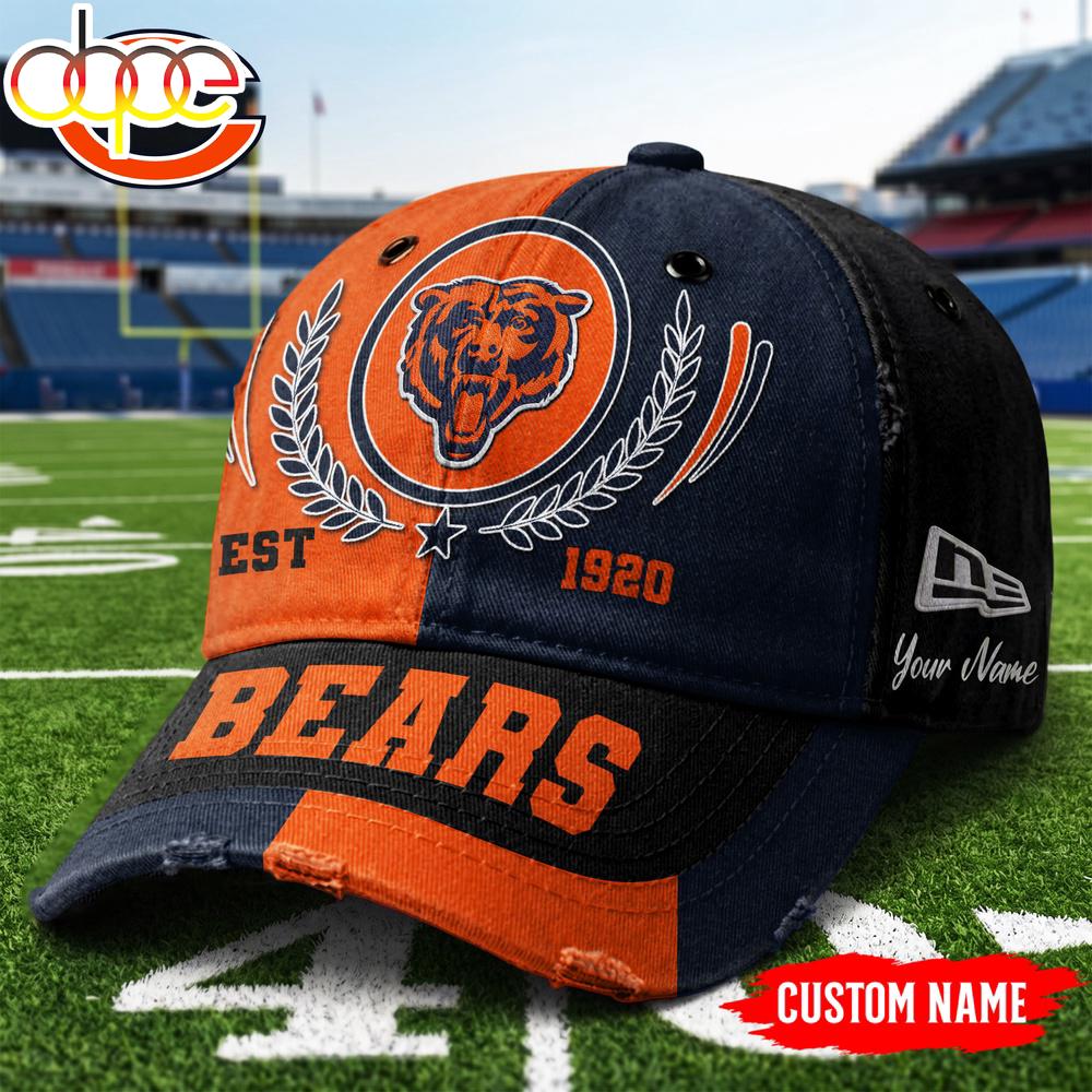 Custom Name Chicago Bears NFL Split Color New Era Baseball Cap