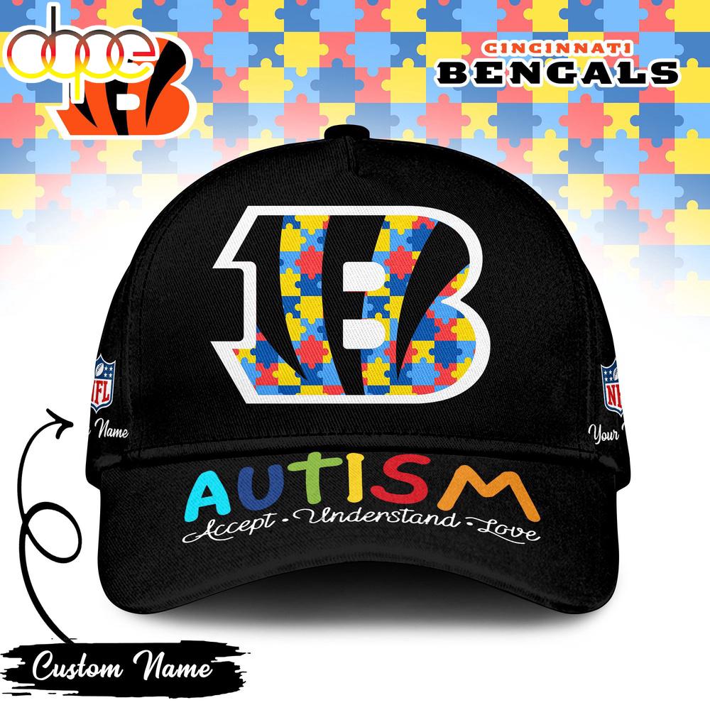 Custom Name Cincinnati Bengals NFL Autism Classic Baseball Cap