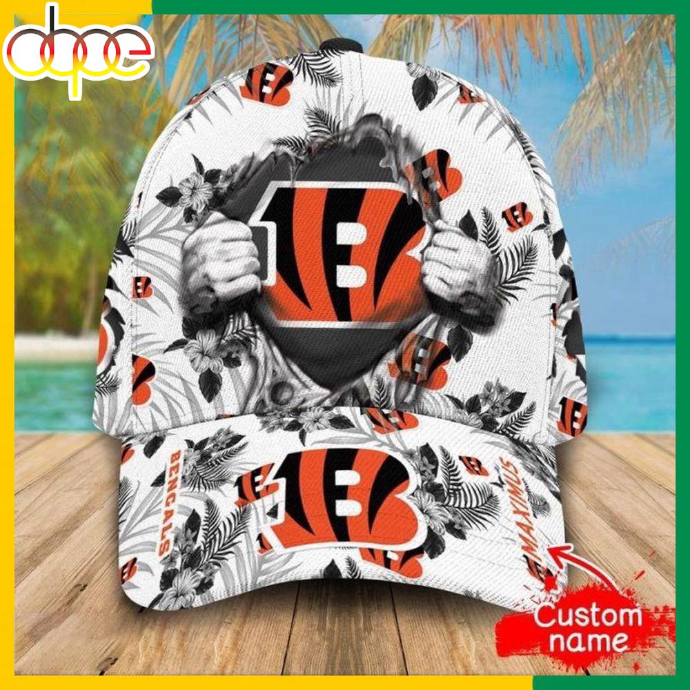 Custom Name Cincinnati Bengals NFL Hawaiian Pattern Classic Baseball Cap