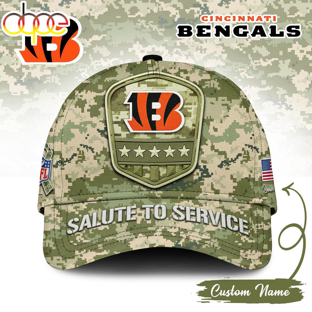 Custom Name Cincinnati Bengals NFL Salute To Service Baseball Cap