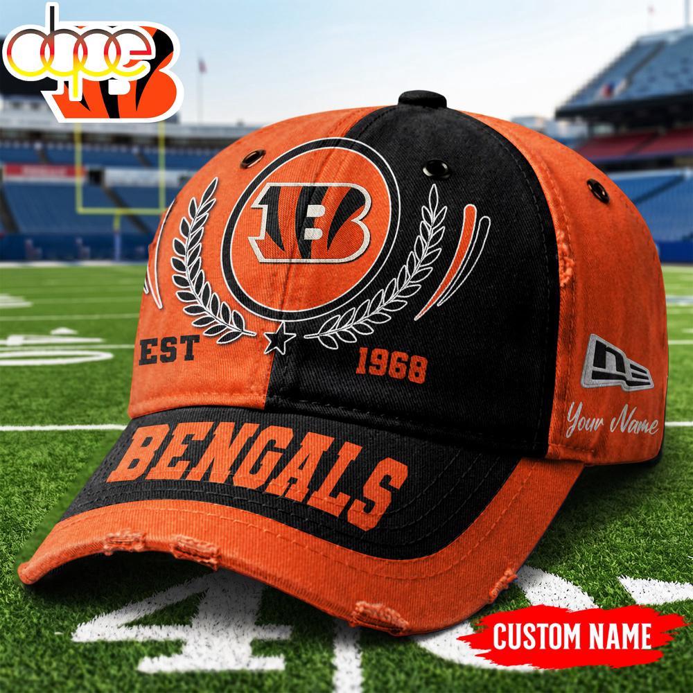 Custom Name Cincinnati Bengals NFL Split Color New Era Baseball Cap