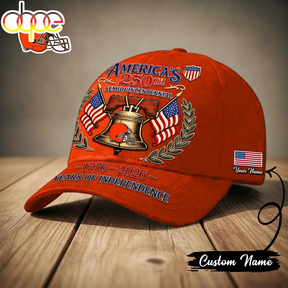 Custom Name Cleveland Browns NFL 1776-2026 Years Of Independence Classic Cap