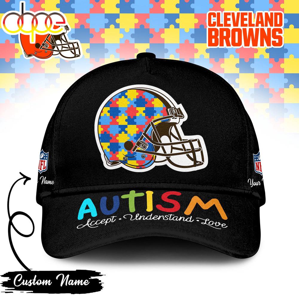 Custom Name Cleveland Browns NFL Autism Classic Baseball Cap