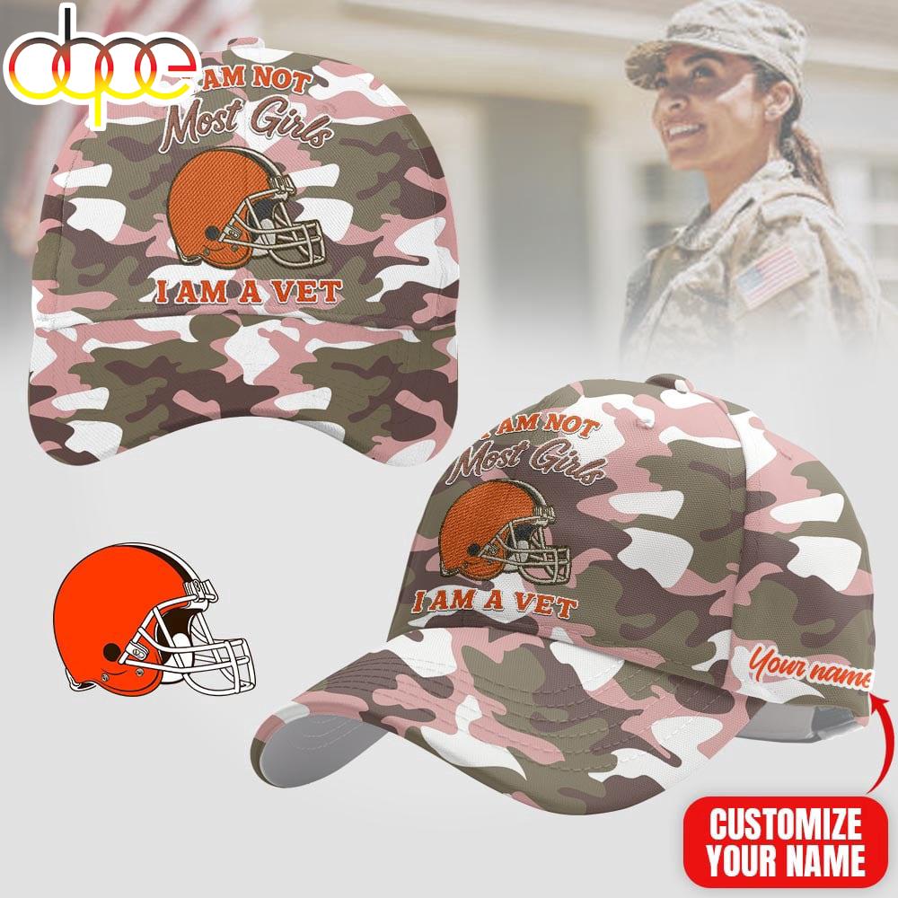 Custom Name Cleveland Browns NFL Camo Veterans Classic Cap