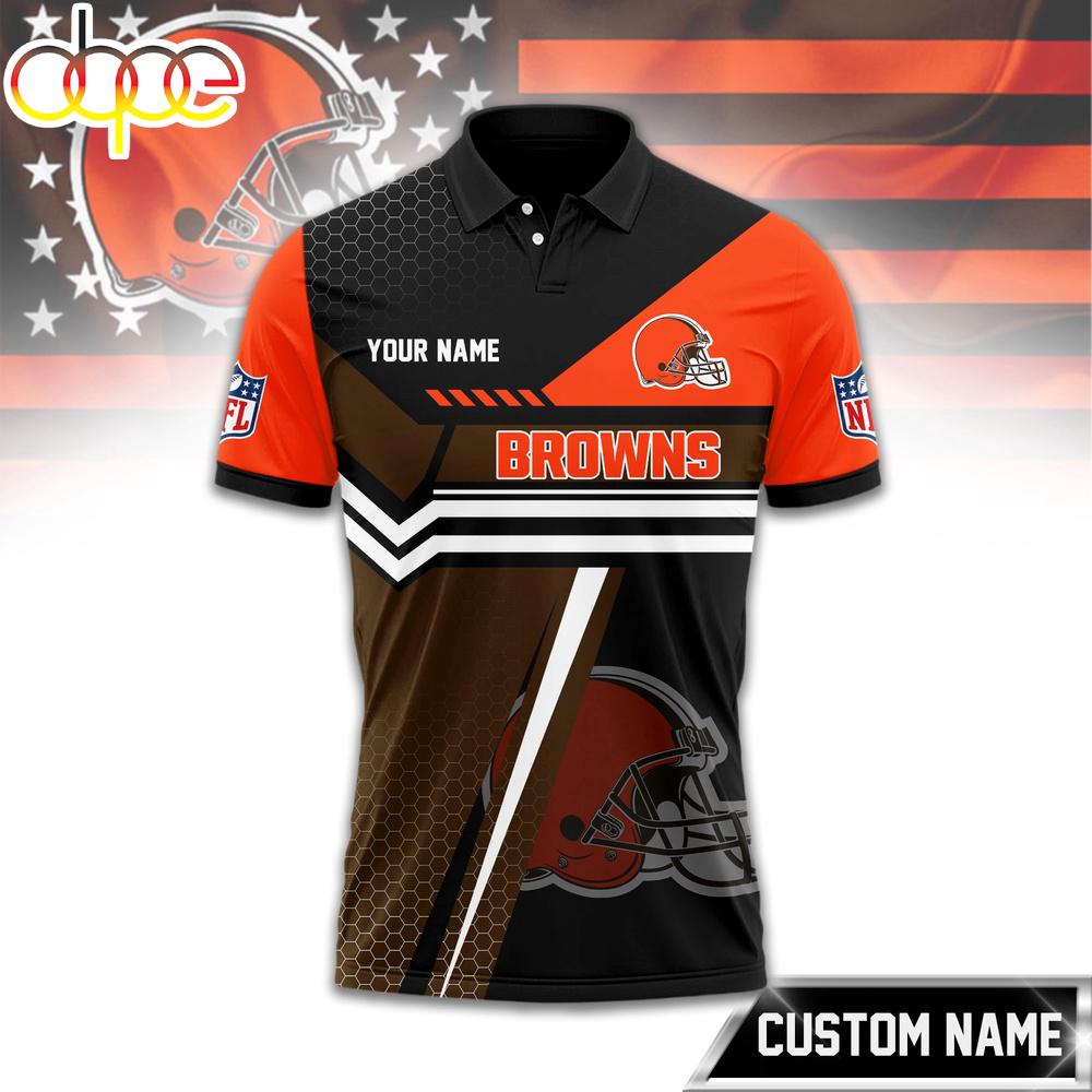 Custom Name Cleveland Browns NFL Inspired 3D Polo Shirt