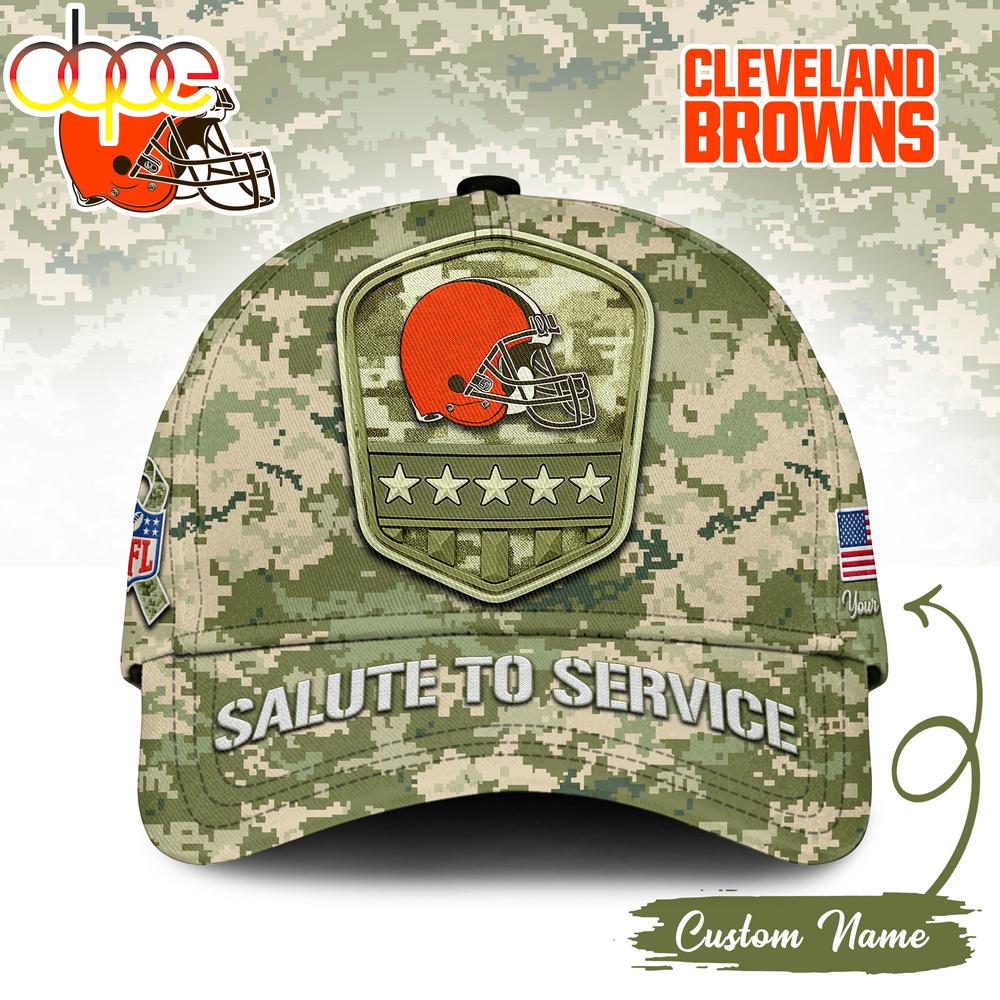 Custom Name Cleveland Browns NFL Salute To Service Baseball Cap