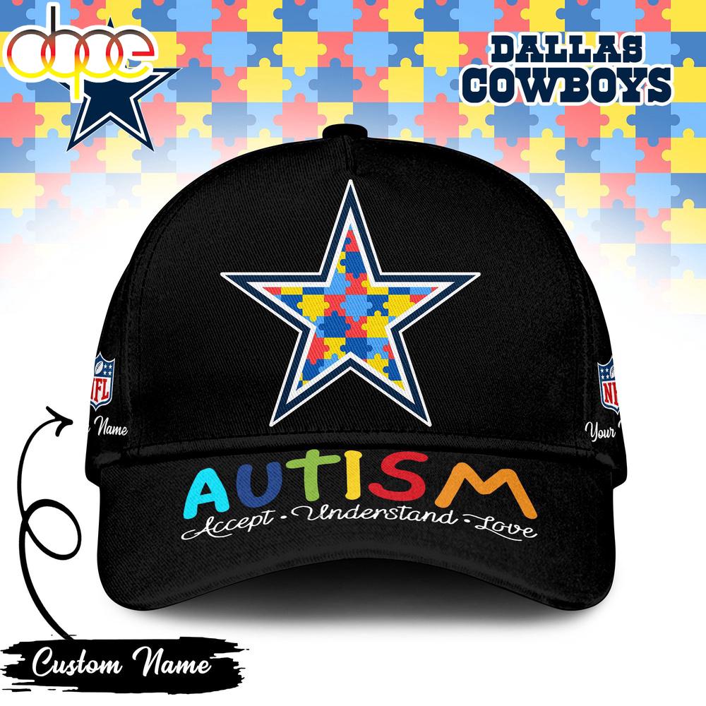 Custom Name Dallas Cowboys NFL Autism Classic Baseball Cap