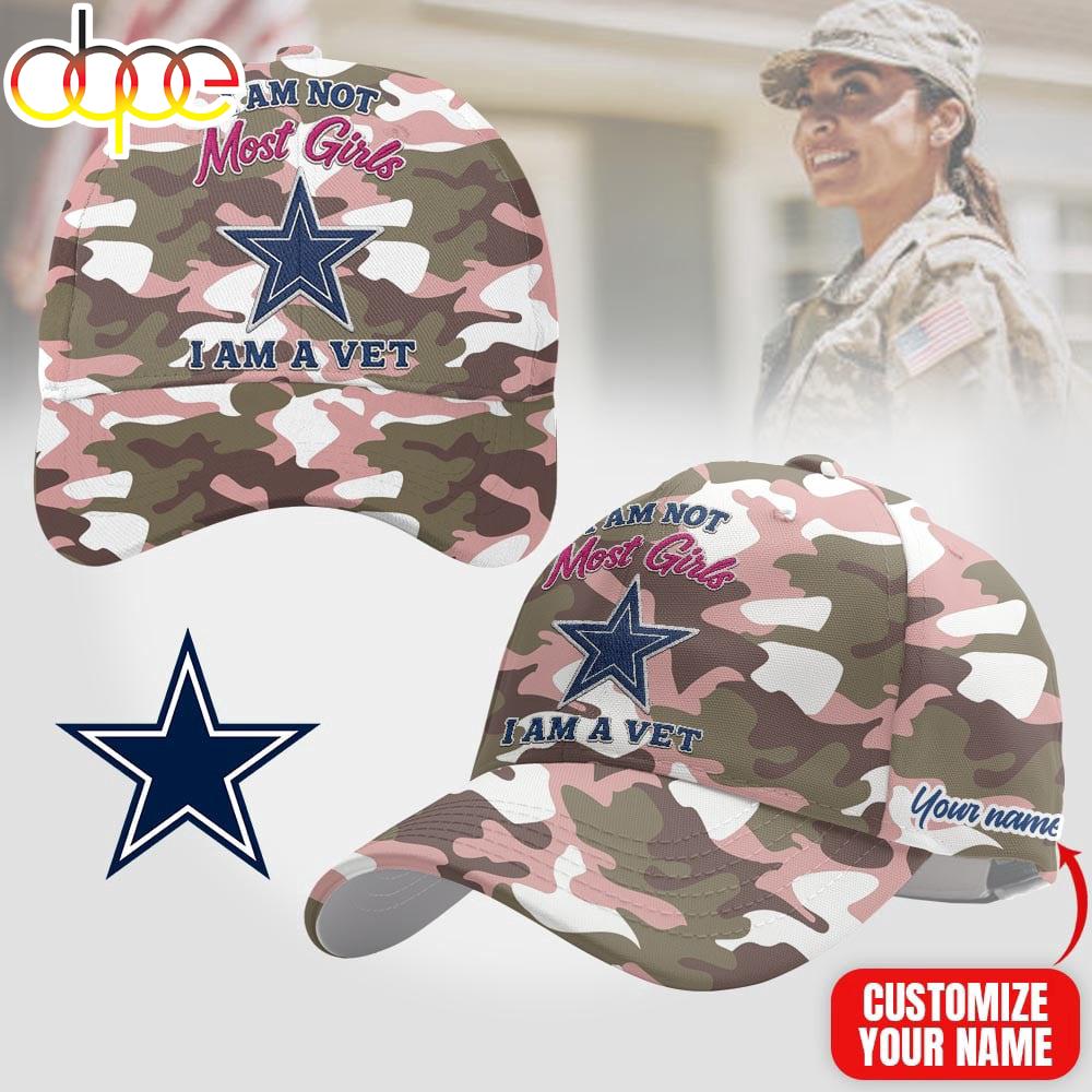 Custom Name Dallas Cowboys NFL Camo Veterans Classic Cap