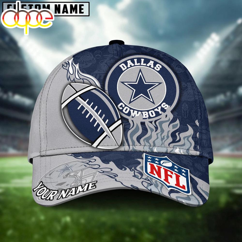 Custom Name Dallas Cowboys NFL Dark Flame Classic Baseball Cap